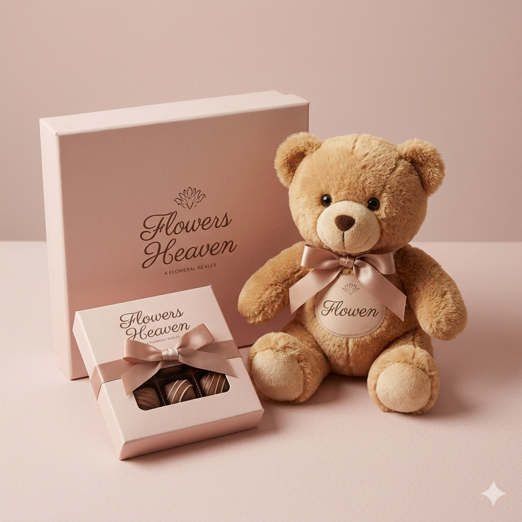 Flowers Heaven teddy and chocolate gift